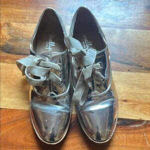 Mirrored (silver) Shelley of London Oxford Flats Size 40